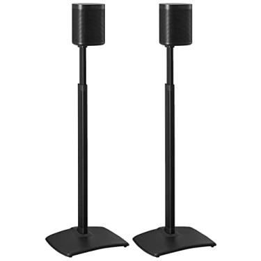 Imagem de Sanus Suportes de Alto-Falante Sem Fio de Altura Ajustável Projetados para Sonos One, One Sl e Play: 1 - Ajuste Sem Ferramentas de Até 16" e Gerenciamento de Cabos Integrado (Preto)