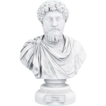 Imagem de Estátua Busto Marco Aurélio - Imperador Romano (Cor Mármore)