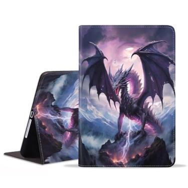 Imagem de BXIKEOPIU Capa para Samsung Galaxy Tab S10 Plus 2024/ S9 Plus / S9 FE Plus 5G 12,4 polegadas 2023, capa fólio fina de couro PU com suporte para despertar automático - dragão maligno