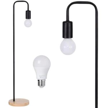 Imagem de Luminária Piso Coluna 163cm Pedestal Chão Metal KJTD-722-PRETO + Lâmpa