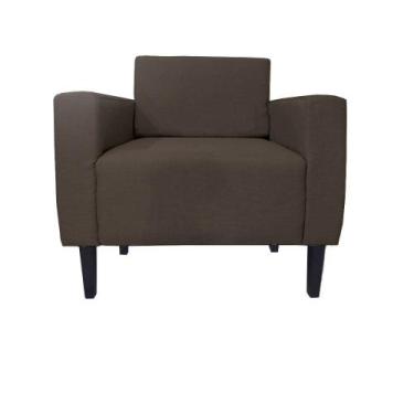 Imagem de Poltrona Decorativa Leticia Slim Couro Marrom Pés Madeira Ms Decor - M