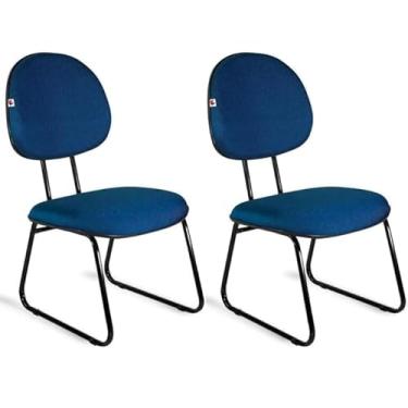 Imagem de Kit 2 Cadeiras Executiva Fixa Base Sky P/Escritório Ergonômica Azul, Transforme Seu Ambiente de Trabalho com Conforto e Estilo Escritex