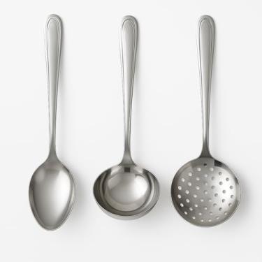 Imagem de Kit 3 Utensílios de Cozinha Escumadeira Concha e Colher Resistentes e Ergonômicos para Uso Diário em Diversos Pratos