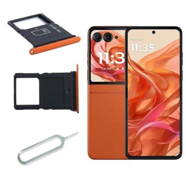 Imagem de Ygpmoiki Para Motorola Moto Razr 2024/Razr 50 Bandeja de cartão SIM XT2453-3 Slot para cartão Micro SD Suporte de bandeja de cartão SIM único de substituição laranja, com pino