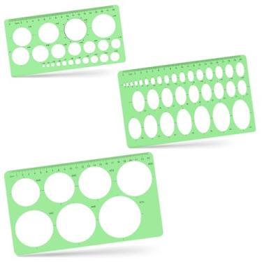 Imagem de 3 modelos de círculo, 3 tamanhos de modelos de estêncil circular para desenho, ferramen...
