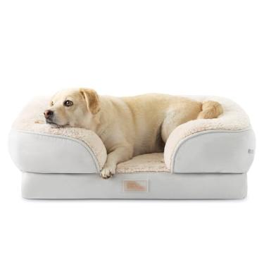 Imagem de TOWN & COUNTRY EVERYDAY CuddleTown Sofá reforçado sólido confortável para animais de estimação, espuma de caixa de ovo de suporte e calmante, repelente de água, fundo antiderrapante, capa lavável na