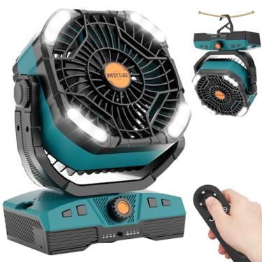 Imagem de WESTTREE Ventilador de acampamento portátil 20000mAh ventilador oscilante alimentado por bateria recarregável essenciais de acampamento gancho de luz de barraca pivô 270° operado por bateria USB mesa
