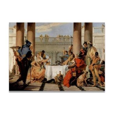 Imagem de The Banquet of Cleopatra Giovanni Battista Tiepolo Impressão em tela – Obra-prima rococó barroca, pintura escolar de Veneza, pintura a óleo decorativa para galeria doméstica 20 x 28 cm