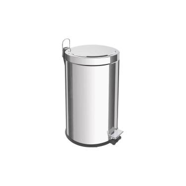 Imagem de Lixeira Inox Com Pedal Brasil Com Acabamento Polido E Balde Interno Removível 12 L