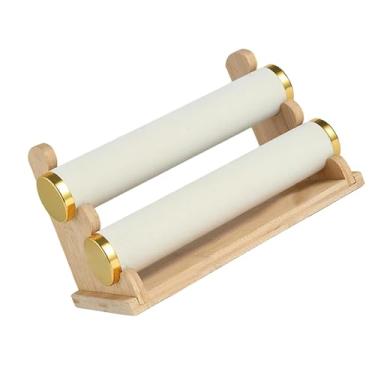 Imagem de APLVFFZH Suporte para Pulseira, Suporte para Relógio, Organizador de Joias para Penteadeira, Casa, Loja, Venda, Duas Camadas Bege