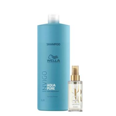 Imagem de Kit Wella Professionals Invigo Balance Acqua Pure Shampoo 1L e Oil Reflections Light 100ml (2 produtos)