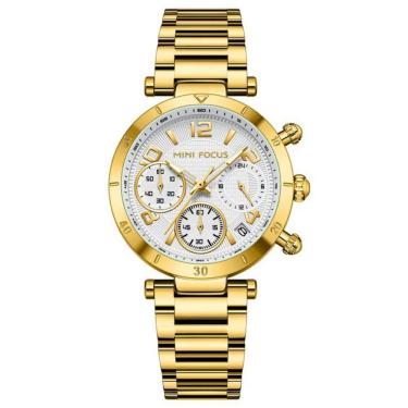 Imagem de Relógio De Quartzo Feminino Minimalista Com Strass Movimento De Quartzo Dourado