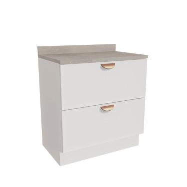 Imagem de Balcão 2 Gavetões 80cm Com Tampo Arizona Cabecasa Madeiramadeira Branco-cobre