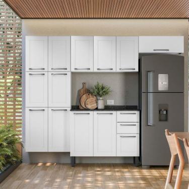 Imagem de Cozinha Compacta Em Aço 4 Peças 13 Portas 2 Gavetas Branco Neve