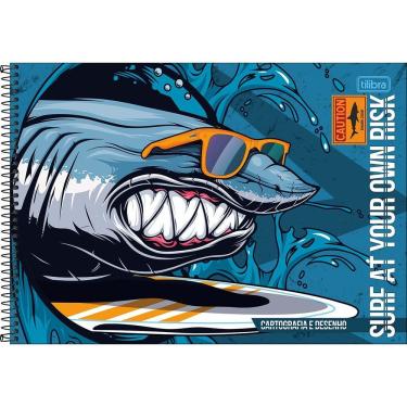 Imagem de Caderno De Desenho 4-fun Tilibra - 80 Folhas Tubarão