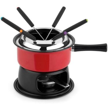 Imagem de Aparelho De Fondue Forma Firenze 12 Peças Preto Com Vermelho