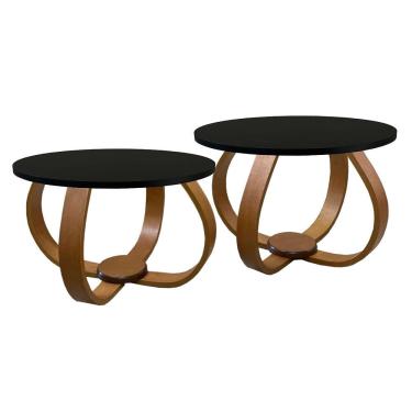 Imagem de Conjunto Mesa De Centro E Lateral Pés Cebola Espelhada Preto