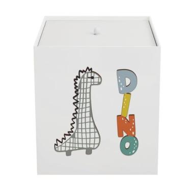 Imagem de Lixeira Kit Higiene MDF com Tampa Quarto Bebê Dinossauro - Neném na Nu