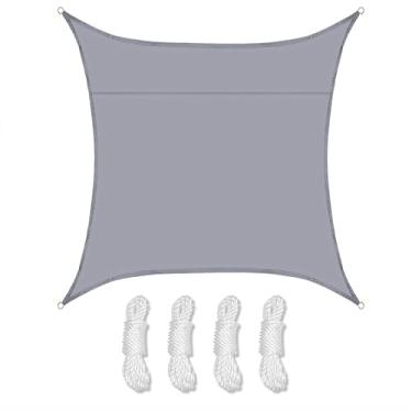 Imagem de TBATM Sun Shade Vela Cinza Quadrado Shade Velas Impermeáveis ao ar Livre Patio Partido Varanda Protetor Solar Toldo Toldo, Vela do Sol 95% Uv Bloco Sol Sombras para Jardim com Corda Livre,A,2X2m
