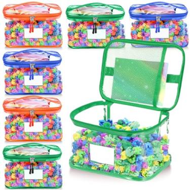 Imagem de Pacote com 6 sacos de armazenamento de brinquedos transparentes grandes com zíper 33,5 x 23,5 x 19,3 cm, à prova d'água, sacos organizadores de brinquedos de PVC transparente com etiqueta de nome