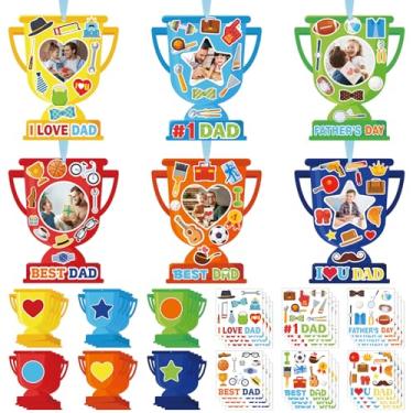 Imagem de Dianelhall 24 conjuntos de porta-retratos para Dia dos Pais, kit de artesanato Love You Dad para fotos, artesanato, troféu, presente com adesivos para primavera, dia das mães, sala de aula, festas de