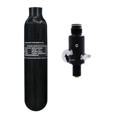 Imagem de TUXING Tanque de ar de fibra de carbono 4500Psi 0,3L 18Cu em 300cc Pcp HPA Garrafa, Cilindro de Gás, Paintball Hunting for PCP Air Rifle Gun Daystate e FX Thread M18 * 1,5 (Pressão de saída: 2200psi)