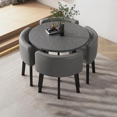 Imagem de Conjunto de mesa e cadeira de bar de café da manhã de cozinha, conjunto de mesa de jantar de cozinha para 4, pequenas mesas de sala de conferência Mesa de escritório simples Mesa redonda de