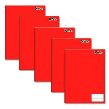 Imagem de Kit 5 Caderno de brochura Grande 96 folha 200x275mm Vermelho - Máxima