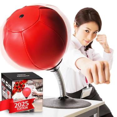 Imagem de CozyBomB™ Saco de pancadas de mesa presentes para ele – Stress Buster Free Standing Desk Table Boxing Punch Ball Ventosa Reflexo tensão e tensão brinquedos para meninos, pai e crianças (vermelho)