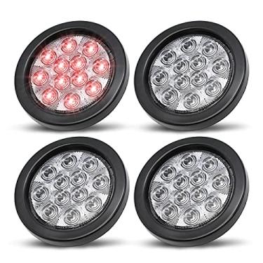 Imagem de MADCATZ Lente transparente de 10 cm LED vermelho com folga redonda para freio luzes traseiras 12 LED caminhão barco RV ônibus ATV caravana reboque trator 3 pinos à prova d'água 12 V DC (pacote com 4) GA12