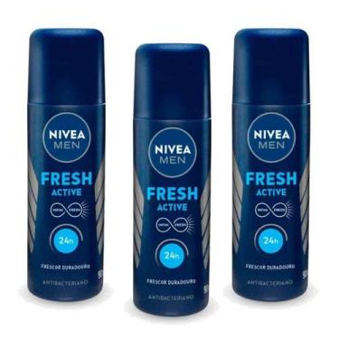 Imagem de Kit 3 Desodorantes Masculino Spray Fresh Active 24h 90ml - Nivea