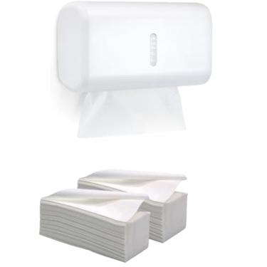 Imagem de Dispenser Papel Toalha interfolhado Compacto Kit com papel(Toalheiro Urban Branco+2Papel)
