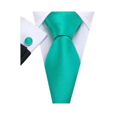 Imagem de Conjunto de Gravata e Abutões Masculinos - Verde Menta, Cerceta, Oliva