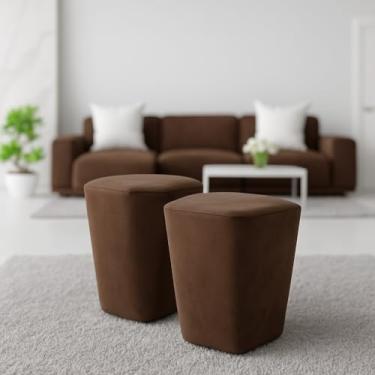 Imagem de Banqueta Puff Decorativo Pés Palito Sala Quarto Estofado Apoio de pés Premium (Hexagonal Marrom)