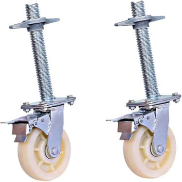 Imagem de Rodas Para Andaimes Rolantes - Conjunto De 2 Rodas De Poliuretano - Capacidade De 500 Kg - Rodízios Industriais Com Freios Para Canteiros De Obras E Móveis Pesados, Beige Nylon Casters *2, 8 inches