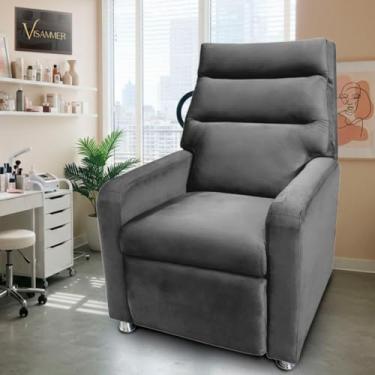 Imagem de Poltrona do Papai Reclinavel Confortavél Estofada com Espuma Tecido Veludo Idosos Sala (cinza)