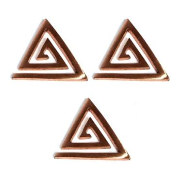 Imagem de JET Energized Vastu Helix - Conjunto de 3 formas de ativador de energia de triângulo de cobre para canto sudeste, equilíbrio de casa e escritório, proteção espiritual, protetor de olho turco