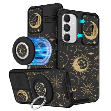 Imagem de Funermei 2 em 1 - Capa feminina para Samsung Galaxy S25 Plus/S24 Plus com design exclusivo de estrelas estéticas femininas compatível com suporte de anel MagSafe