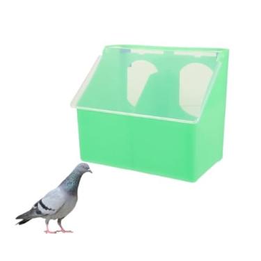 Imagem de Balacoo Alimentador de pombo pendurado, caixa suspensa de ração de pássaros de plástico, alimentador de codorna para papagaio pombo, periquito, periquito, gaiola de periquito (orifício duplo)