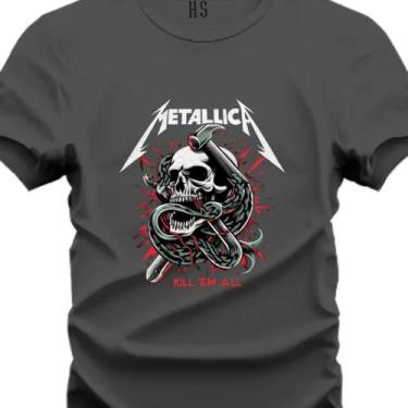 Imagem de Camiseta Estampada Plus Size do P ao G3 Metalica - Hs, Chumbo, G2
