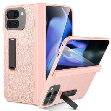 Imagem de Ruky Capa dobrável para Google Pixel 10 Pro com protetor de tela integrado, suporte e proteção de corpo inteiro e dobradiça, capa protetora de couro PU para Pixel 10 Pro Fold, dourada