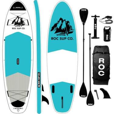 Imagem de Roc Pranchas De Stand Up Paddle Infláveis De 10 Pés E 6 Pol. Com Acessórios De Prancha De Paddle Sup Premium, Design Amplo E Estável, Deck Confortável Antiderrapante Para Jovens E Adultos (Azul-Petról