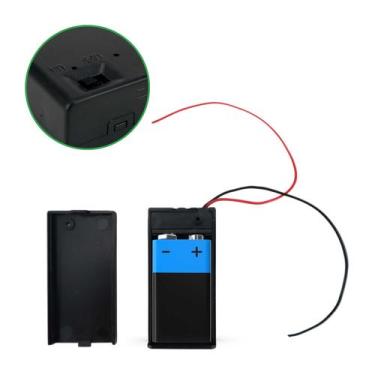 Imagem de Suporte Bateria 9v Com Tampa Botão Liga E Desliga Com Rabicho - CHIPSC