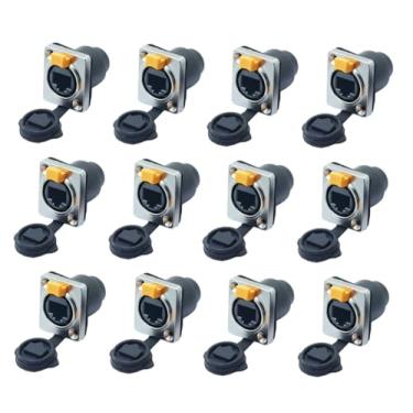 Imagem de 12 un Conector Ethercon Rj45 Keystone Ip65 Rede Fêmea Duplo Painel de Led Emenda Tomada Rack
