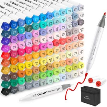 Imagem de Marcadores de álcool Caliart 121 Colors Brush & Fine Dual Tip