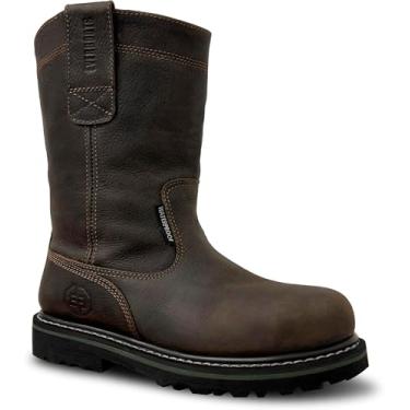 Imagem de EVER BOOTS Wellington Botas impermeáveis com bico de aço, Marrom escuro, 38