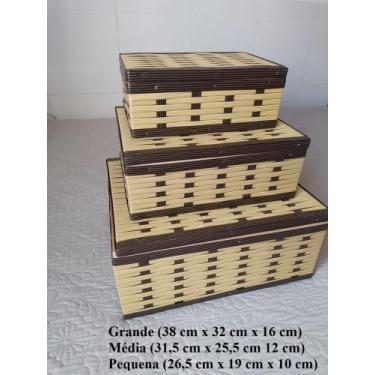 Imagem de Kit 6 caixa organizadora cor banana-argila em fibra sintética 2P + 2M 