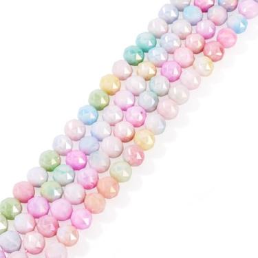 Imagem de FASHEWELRY 100 peças de contas de vidro facetadas Rondelle de 7 a 8 mm para fazer joias, briolette, contas facetadas, kit de pulseiras de amizade, imitação de pedras preciosas, contas de cristal para