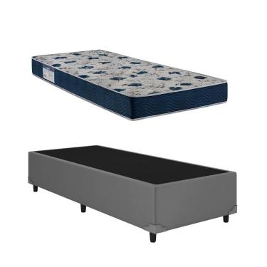 Imagem de Cama Base Box Solteiro Cinza Colchão ISO 60 D28 - Ortobom