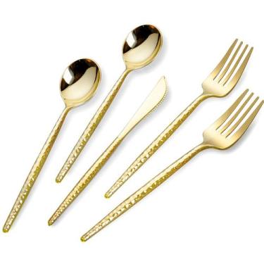 Imagem de Talheres de plástico dourado SUT 150PCS Heavy Duty com talheres